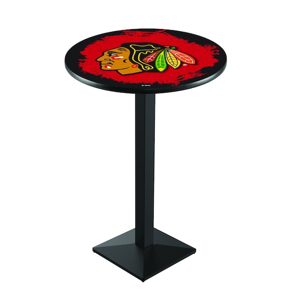 42" Blk Wrinkle Chicago Blackhawks Pub Table